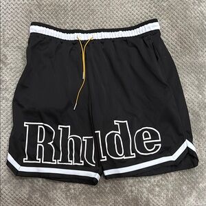 Men's Black Athletic Shorts with White Accents